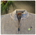 SIZE XL GRAY WAFFLE KNIT HALF ZIP